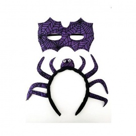 Örümcek Ağı Desenli Maske Tac Set Halloween