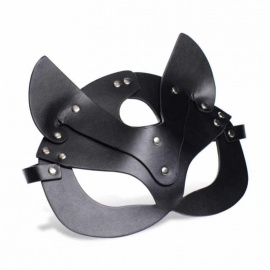 Kedi Kadın Maskesi Deri Siyah Renk