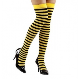Sarı Siyah Çizgili Diz Üstü Yetişkin Çorap