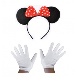 Minnie Mouse Tacı ve Beyaz Eldiven Seti