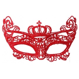 Kırmızı Dantel Örgü İşlemeli Kraliçe Parti Maskesi
