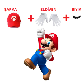 Mario Şapka Set Yetişkin