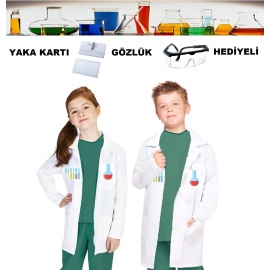 Kimyager Kıyafeti Laboratuvar Çalışma Önlüğü Çocuk