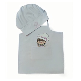 Chef Baskılı Bebek Beyaz Mutfak Önlüğü Ve Bebek Aşçı Şapkası 2'li Set Kız