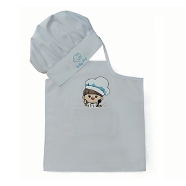 Chef Baskılı Bebek Beyaz Mutfak Önlüğü Ve Bebek Aşçı Şapkası 2'li Set Erkek