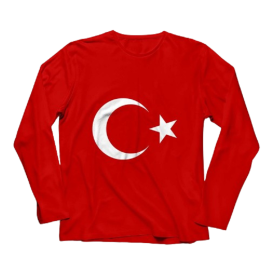 Türk Bayrağı Baskılı Ayyıldız Uzun Kollu Tişört Yetişkin