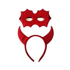 Halloween Maskeli Kırmızı Şeytan Taç