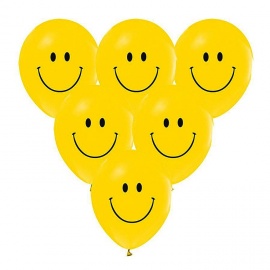 Gülen Yüz Baskılı Smile Sarı Balon 50´li
