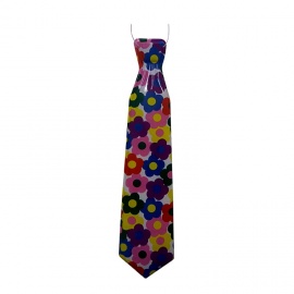 Palyaço Kravatı Plastik Karışık Renkli Çiçek Desenli