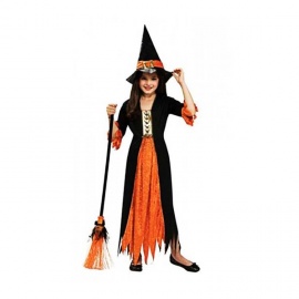 Halloween Çocuk Cadı Kostümü Turuncu