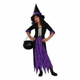 Halloween Çocuk Cadı Kostümü Mor