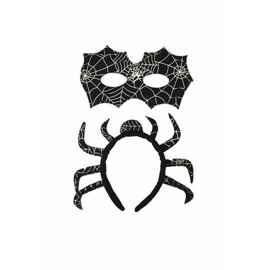 Örümcek Ağı Desenli Maske Tac Set Cadılar Bayramı