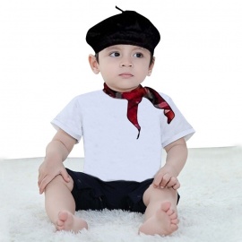 Bebek Ressam Şapkası ve Fuları Siyah