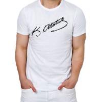 Atatürk İmzası Baskılı Tişört Beyaz Yetişkin