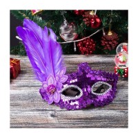 Pullu Parti Maskesi Mor Renk Tüylü