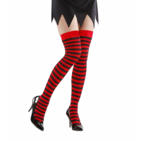 Kırmızı Siyah Çizgili Diz Üstü Yetişkin Çorap