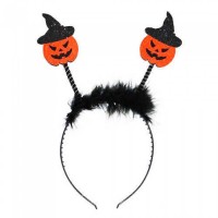 Halloween Balkabağı Figürlü Tüylü Taç