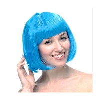 Turkuaz Renk Parti Peruğu Küt Saç