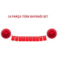 Türk Bayraklı Yelpaze Süs Seti