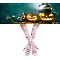 Halloween Kanlı Parti Eldiveni Uzun