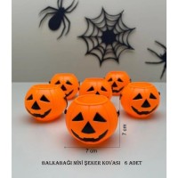Halloween Balkabağı Mini Şeker Kovası 6'lı