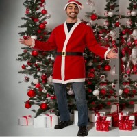 Noel Baba Ceket Şapka Kemer Set Polar