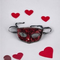 Yılbaşı Parti Maskesi Kırmızı Renk Pullu