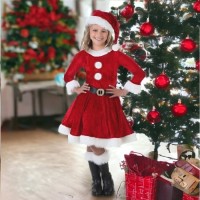 Noel Anne Kostümü Kız Çocuk Kadife