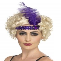 Çarliston Saç Bandı Mor Renk Tüylü 