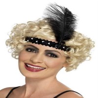 Çarliston Saç Bandı Siyah Renk Tüylü 