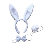 Tavşan Taç Papyon Kuyruk Seti Beyaz