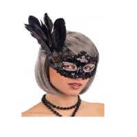 Pullu Parti Maskesi Siyah Renk Tüylü