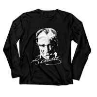 Atatürk Baskılı Uzun Kollu Siyah Tişört Yetişkin