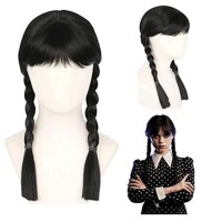 Wednesday Siyah Örgülü Peruk