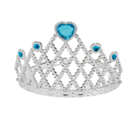 Mavi Kalpli Gümüş Renk Kraliçe Tacı Prenses Tacı