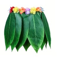 Yapraklı Hula Hawaii Eteği Yeşil Renk 