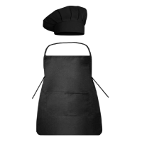 Aşçı Önlüğü ve Şapka Set Siyah Yetişkin