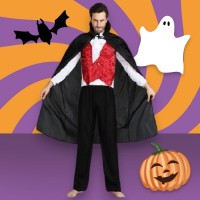 Halloween Vampir Drakula Pelerini Siyah 100 cm