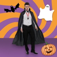 Halloween Vampir Drakula Pelerini Siyah 125 cm