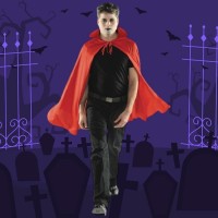 Halloween Vampir Drakula Pelerini Kırmızı 100 cm
