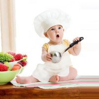 Aşçı Önlük Şapka Set Beyaz Bebek