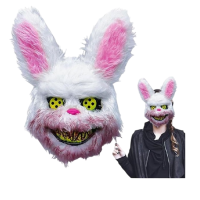 Halloween Plastik Üzeri Peluş Katil Tavşan Maskesi