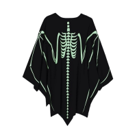 İskelet Baskılı Yarasa Pelerini Neonlu 