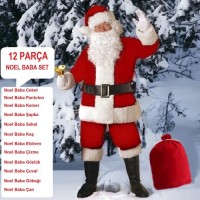 Noel Baba Kostümü Polar Lüx 12 Parça Set