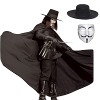 V For Vendetta Pelerin Maske Şapka Set