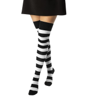Halloween Siyah Beyaz Çizgili Diz Üstü Çorap