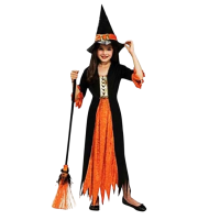 Halloween Çocuk Cadı Kostümü Turuncu