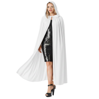 Kapüşonlu Kadife Pelerin Beyaz 125 cm