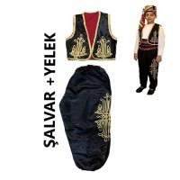 Yelek Şalvar Yöresel Set Siyah Çocuk