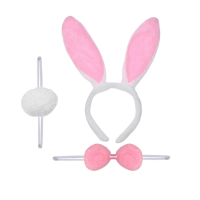 Tavşan Taç Papyon Kuyruk Seti Pembe